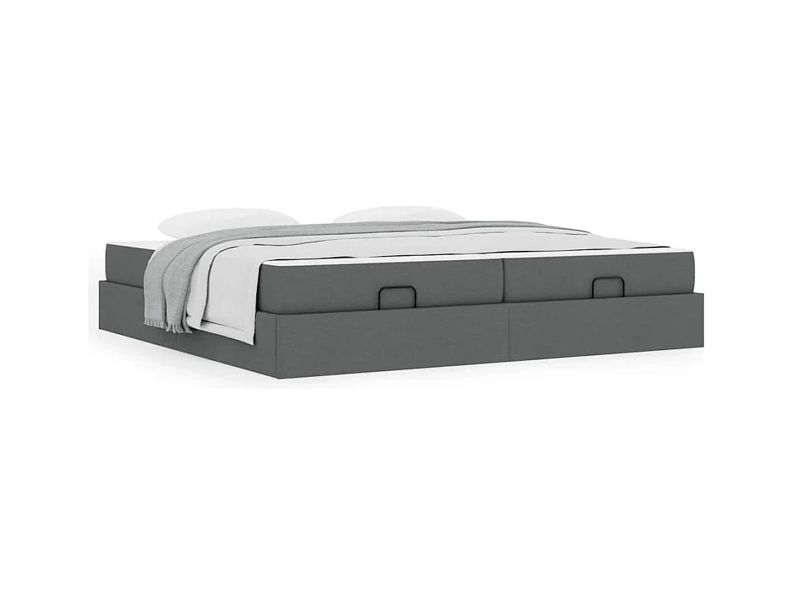 Estrutura da Cama Cinzento escuro 200 x 200 cm tecido