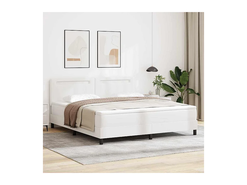 Cadre de lit avec matelas Blanc 180 x 200 cm Faux cuir