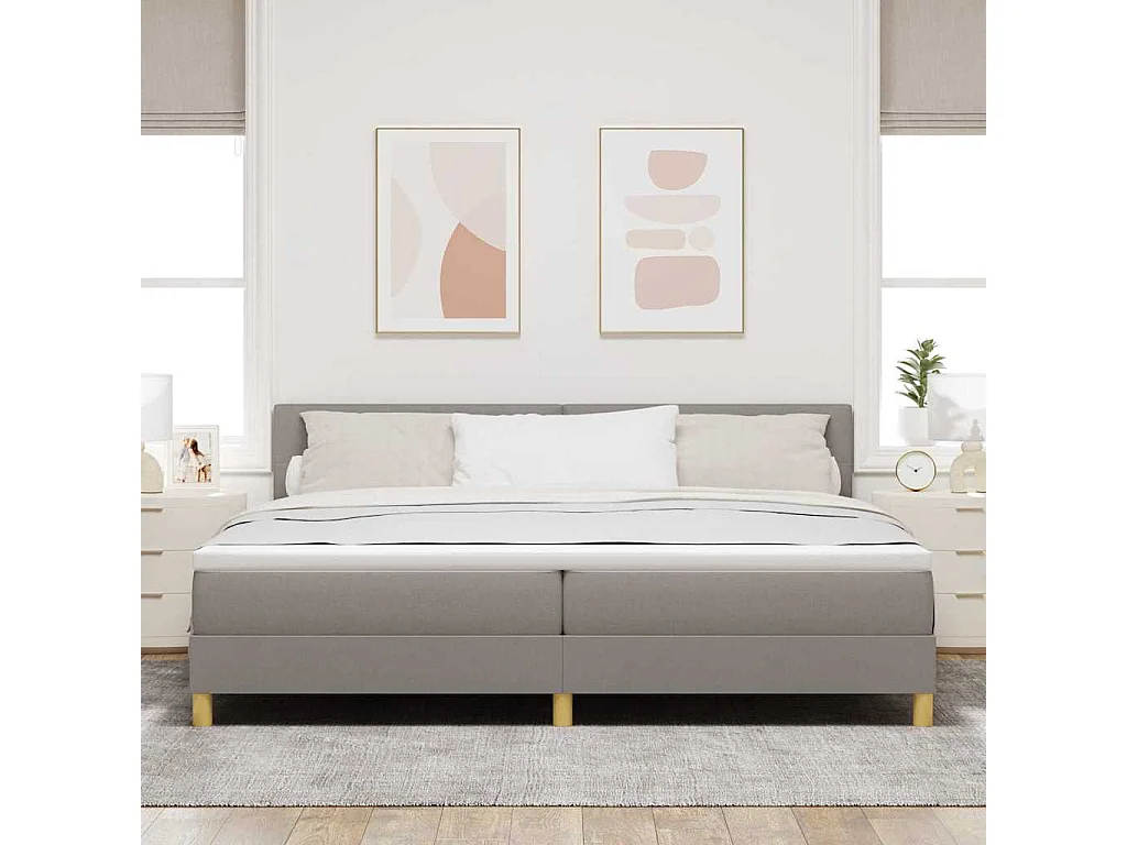 Cadre de lit avec matelas Taupe 200 x 200 cm tissu
