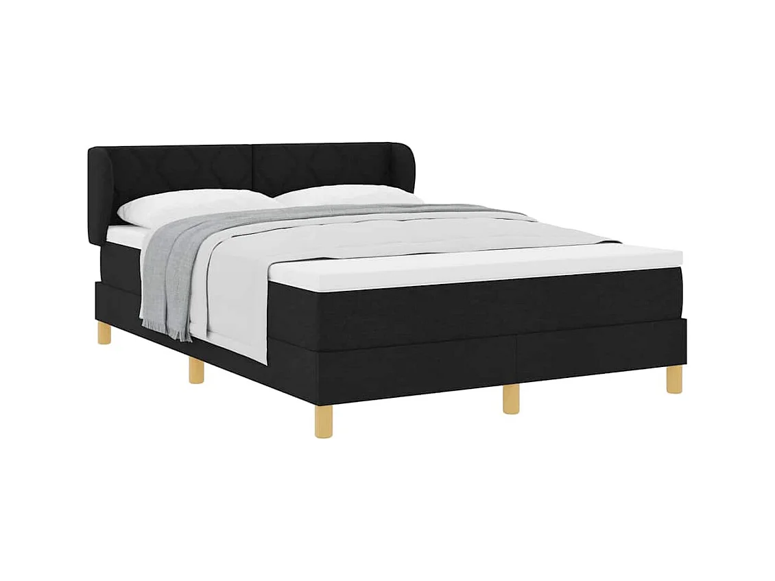 Cadre de lit avec Matelas Crème 90x200 cm Tissu Noir