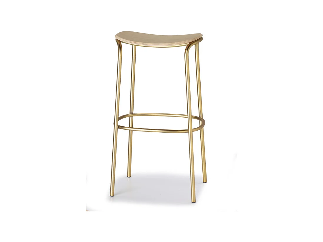 Tabouret métal et assise bois clair Trick - 65 cm