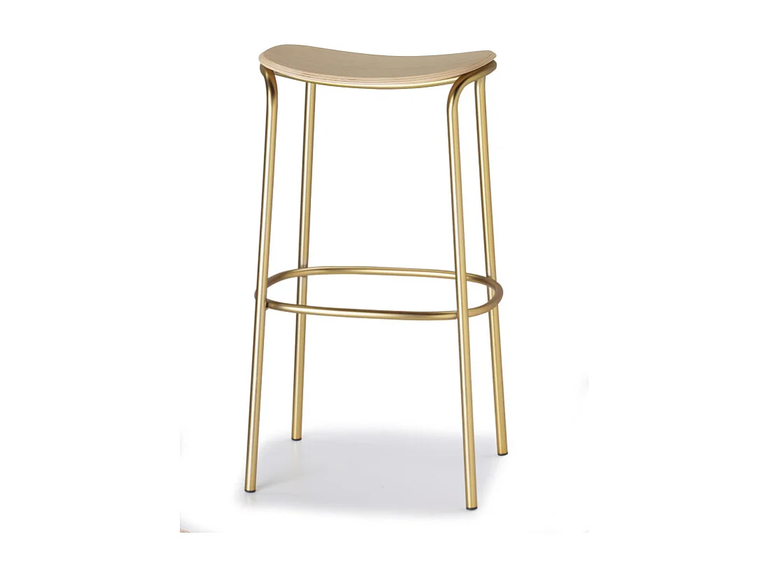 Tabouret métal et assise bois clair Trick - 65 cm