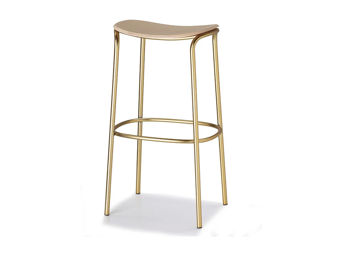 Tabouret métal et assise bois clair Trick - 65 cm