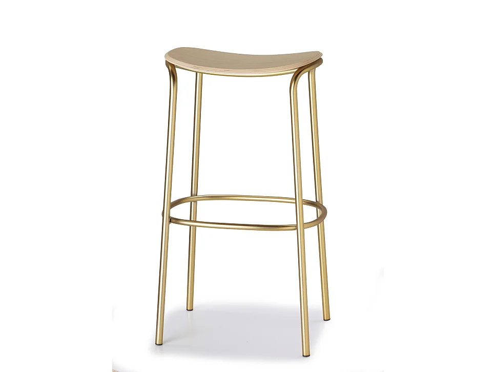 Tabouret métal et assise bois clair Trick - 65 cm