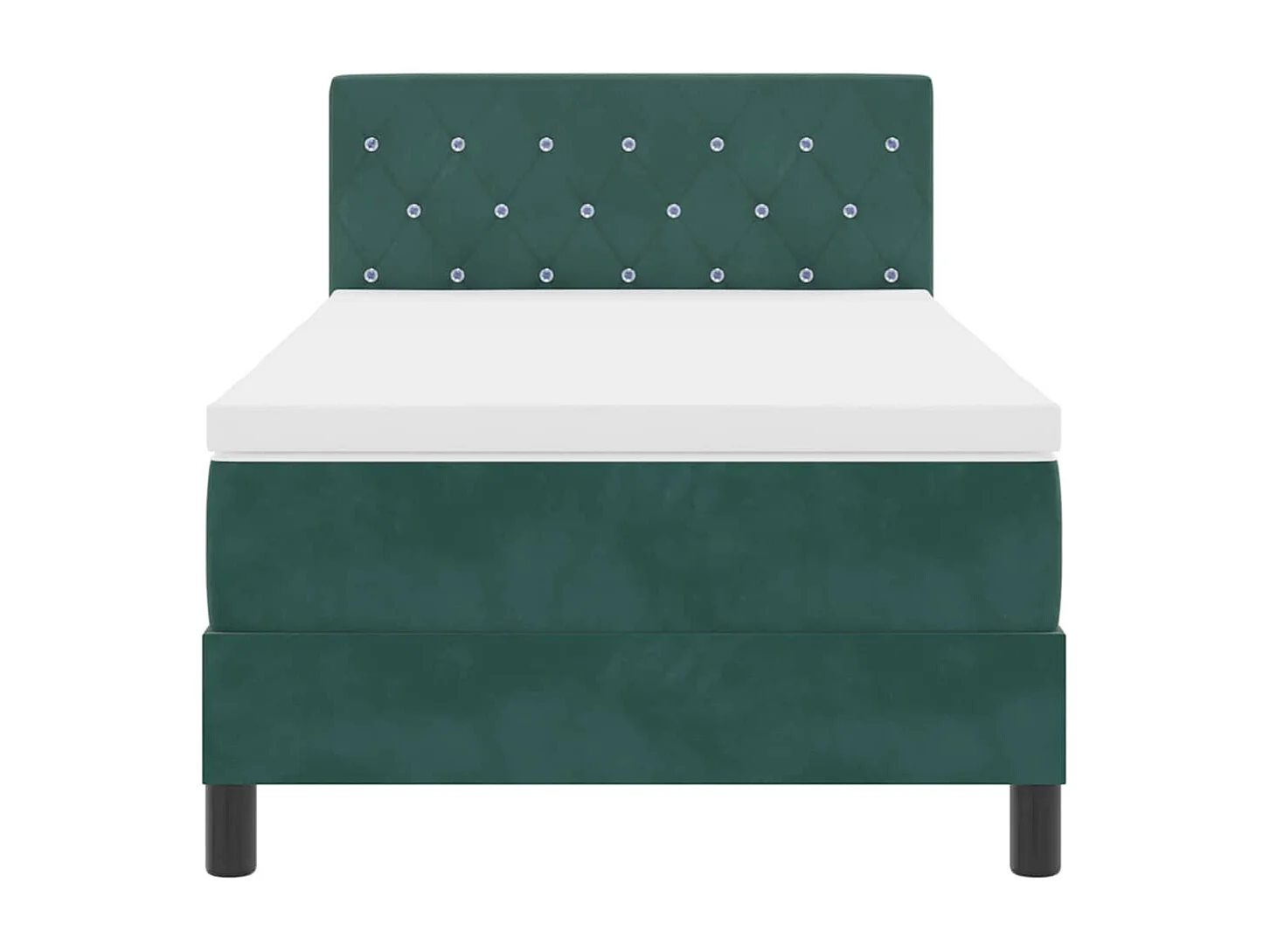 Cadre de lit avec matelas Vert foncé 90 x 200 cm tissu