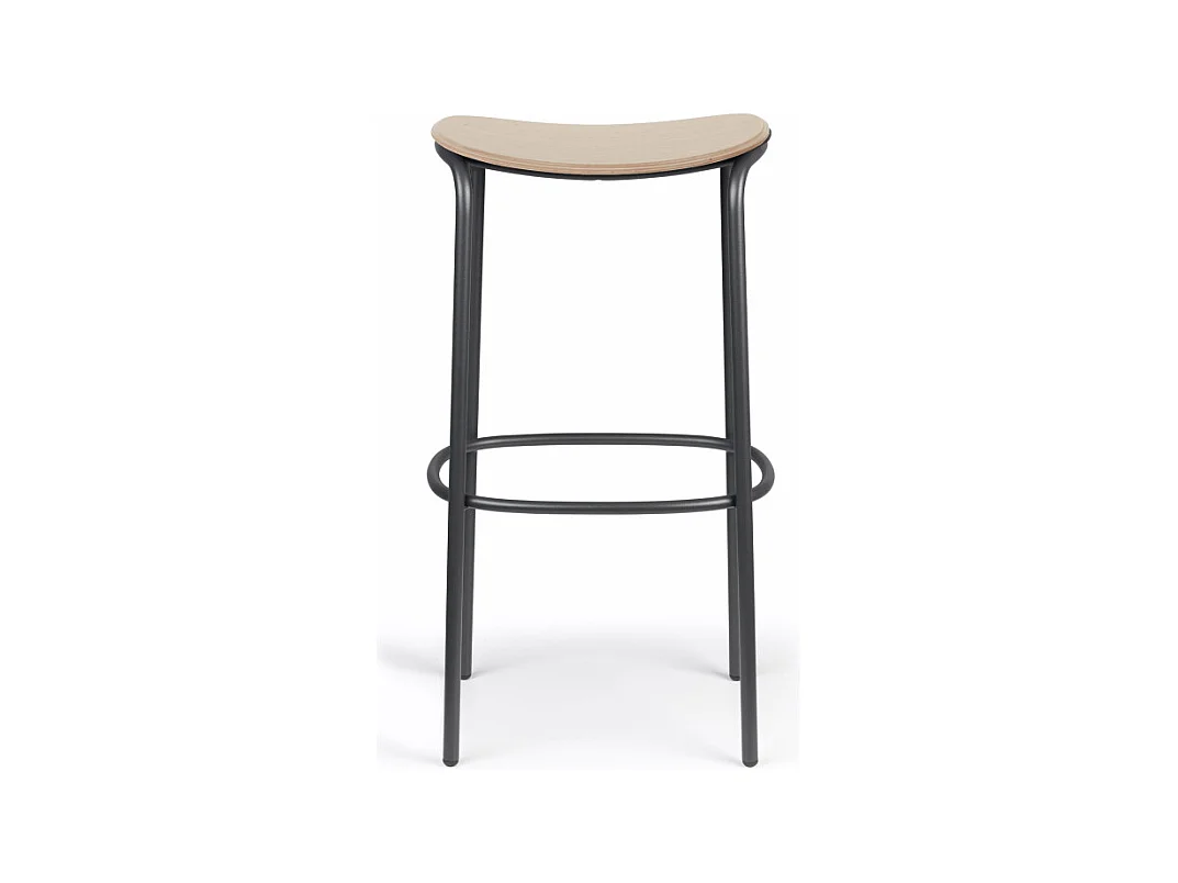 Tabouret métal et assise bois clair Trick - 65 cm