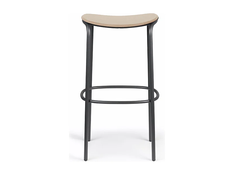 Tabouret métal et assise bois clair Trick - 65 cm