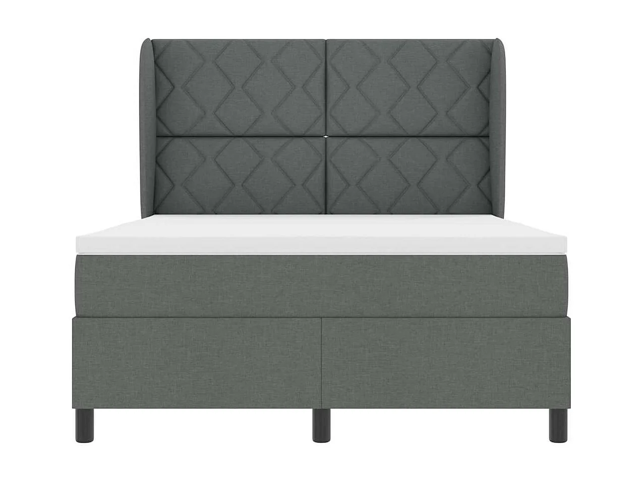 Cadre de lit avec matelas Gris foncé 140 x 190 cm tissu