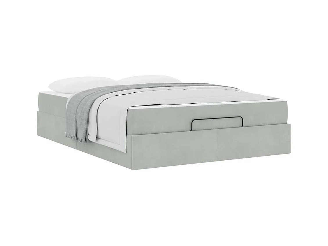 Cadre de lit avec matelas Gris clair 140 x 200 cm Velours