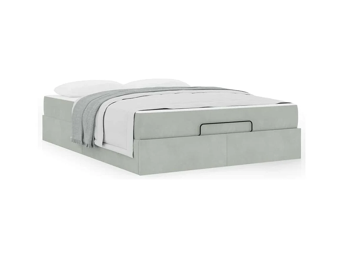 Cadre de lit avec matelas Gris clair 140 x 200 cm Velours