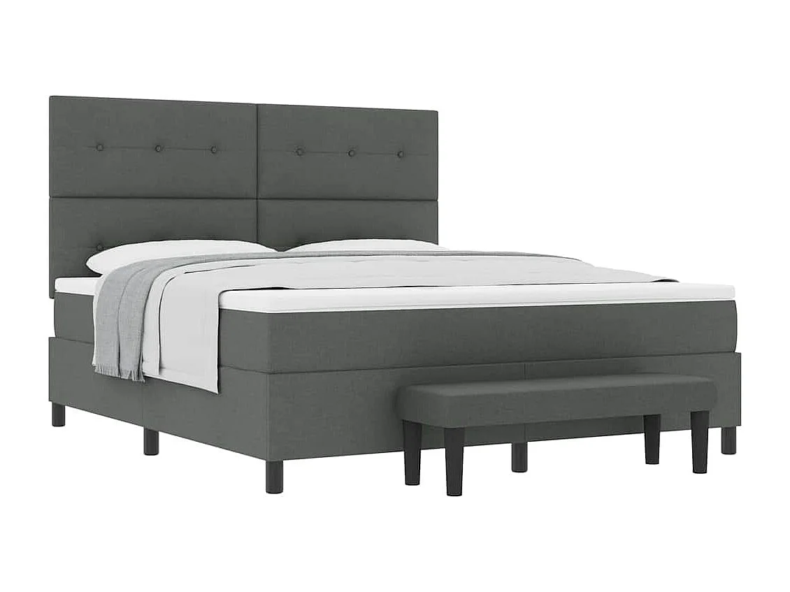 Cama tipo Box Spring con colchón Gris oscuro 180 x 200 cm tela