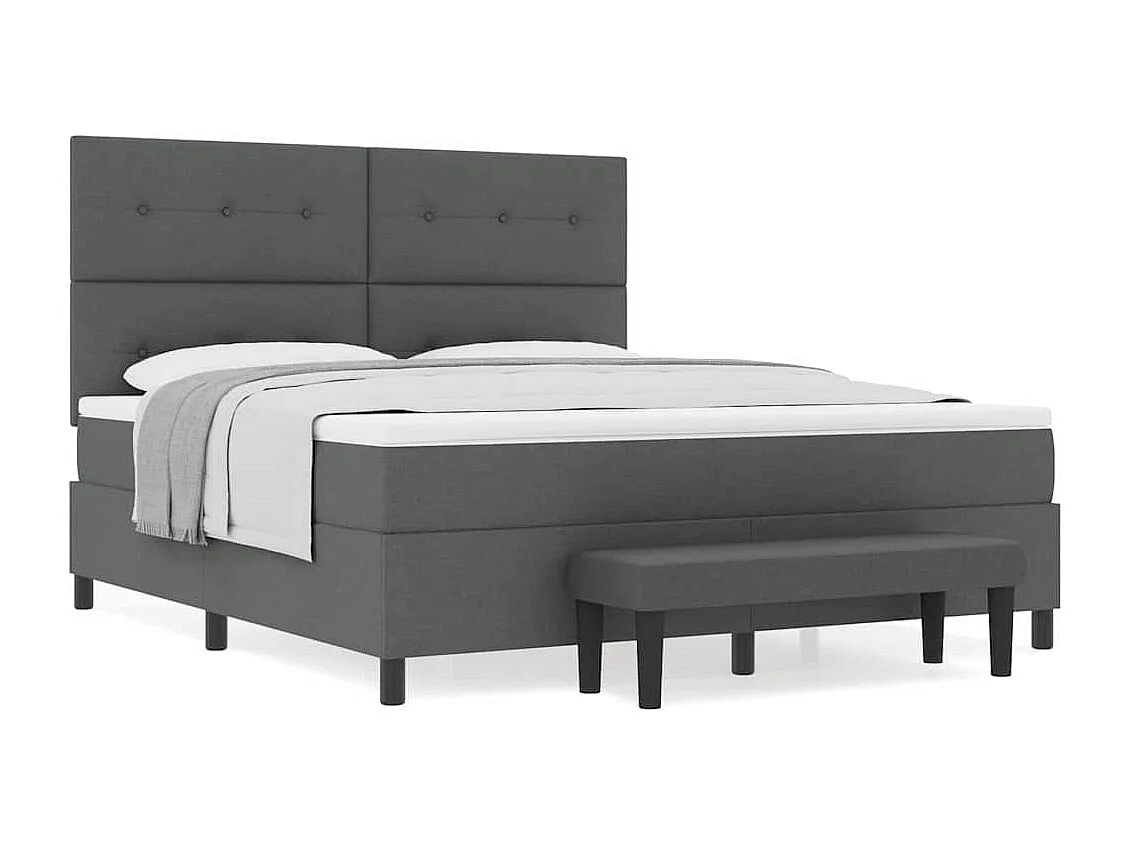 Cama tipo Box Spring con colchón Gris oscuro 180 x 200 cm tela