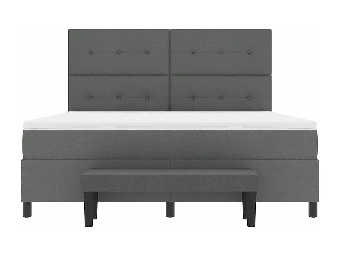 Cama tipo Box Spring con colchón Gris oscuro 180 x 200 cm tela