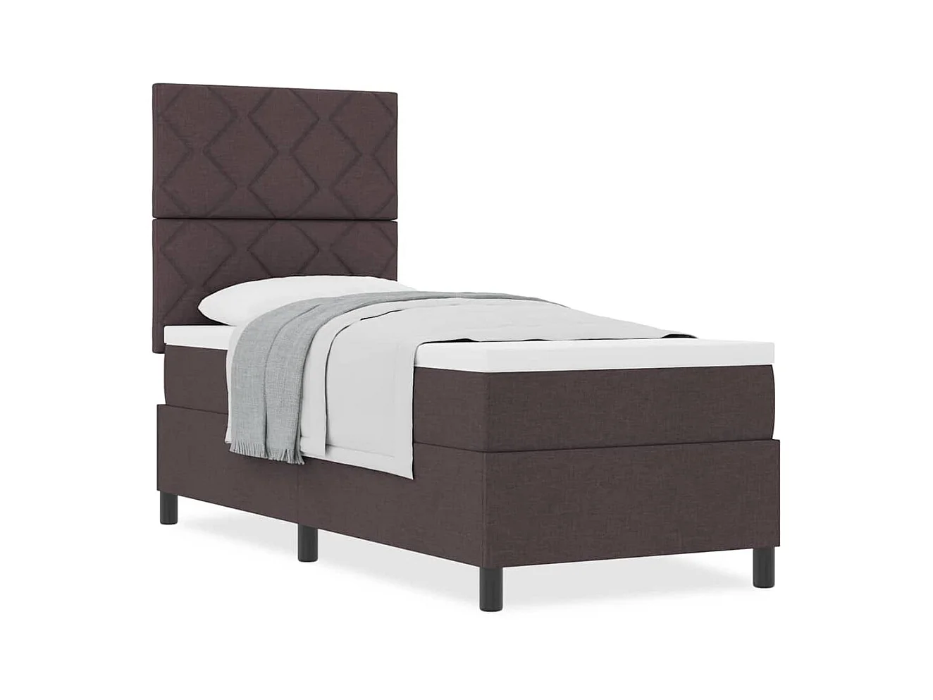 Cadre de lit avec matelas Marron foncé 80 x 200 cm tissu