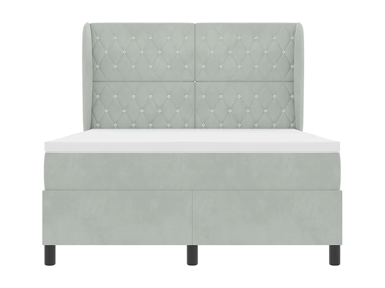 Cadre de lit avec matelas Gris clair 160 x 200 cm Velours
