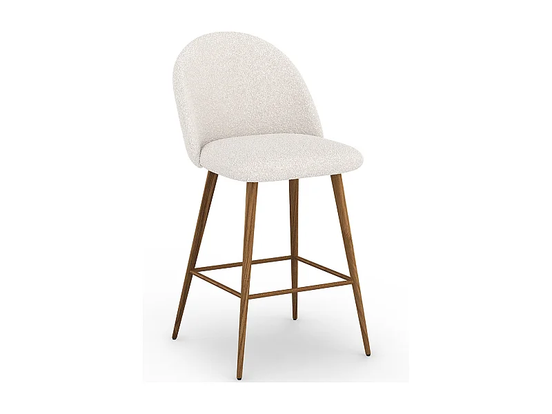 Hocker mit Bouclé-Stoff gepolstert - Skandinavisches Design - 66cm - Evelyne