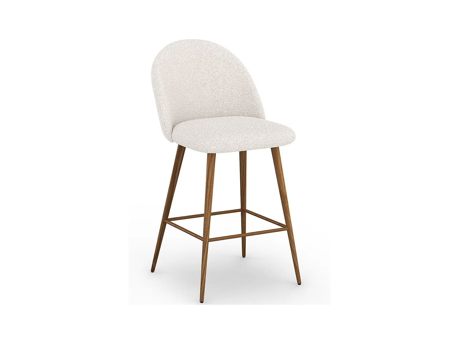 Tabouret En Bouclette Fausse Fourrure Tapissée - Boucles Blanches - Design scandinave - 66cm -  Evelyne Blanc