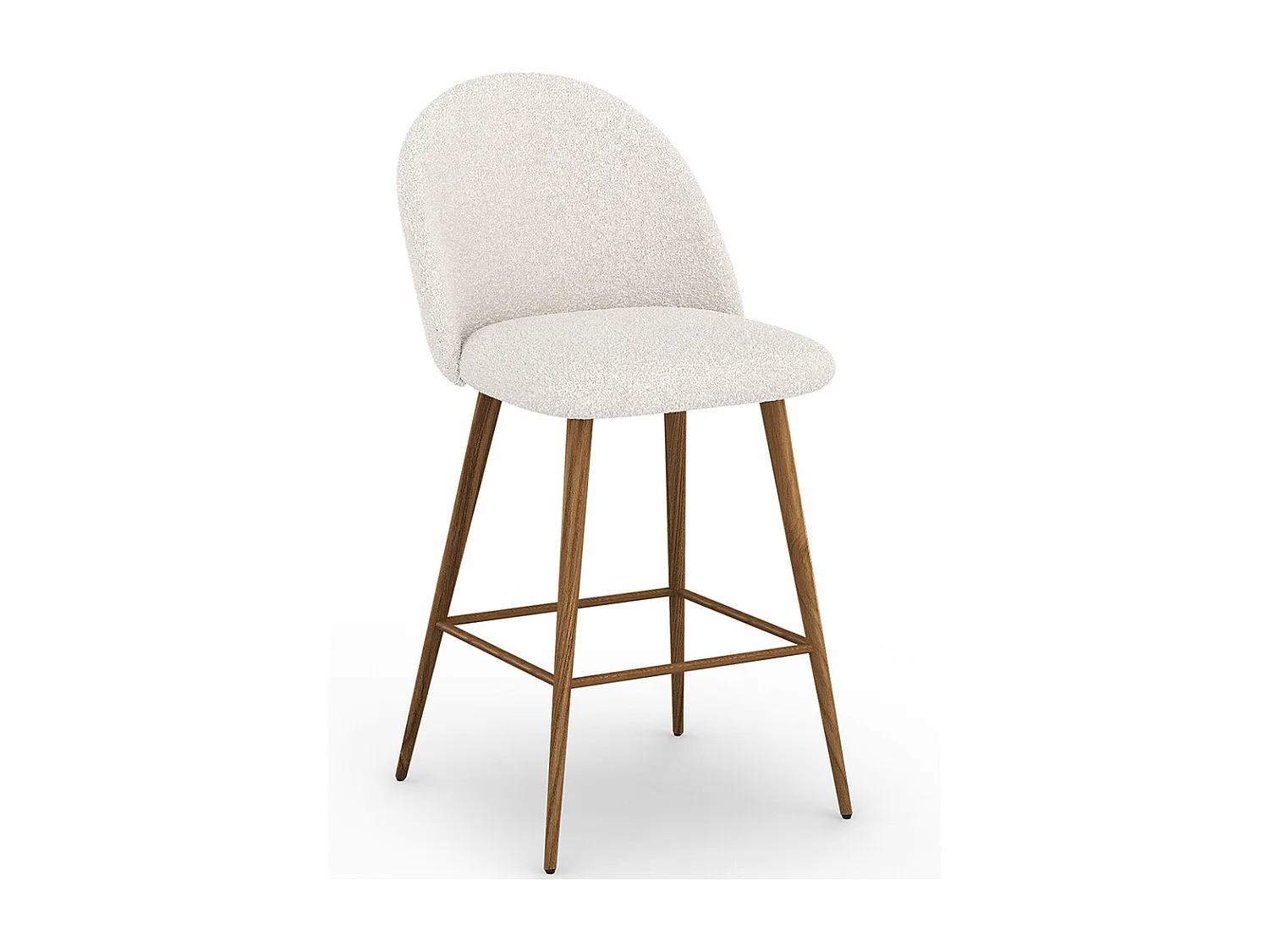 Taburete Tapizado en Tela Bouclé - Diseño Escandinavo - 66cm - Evelyne