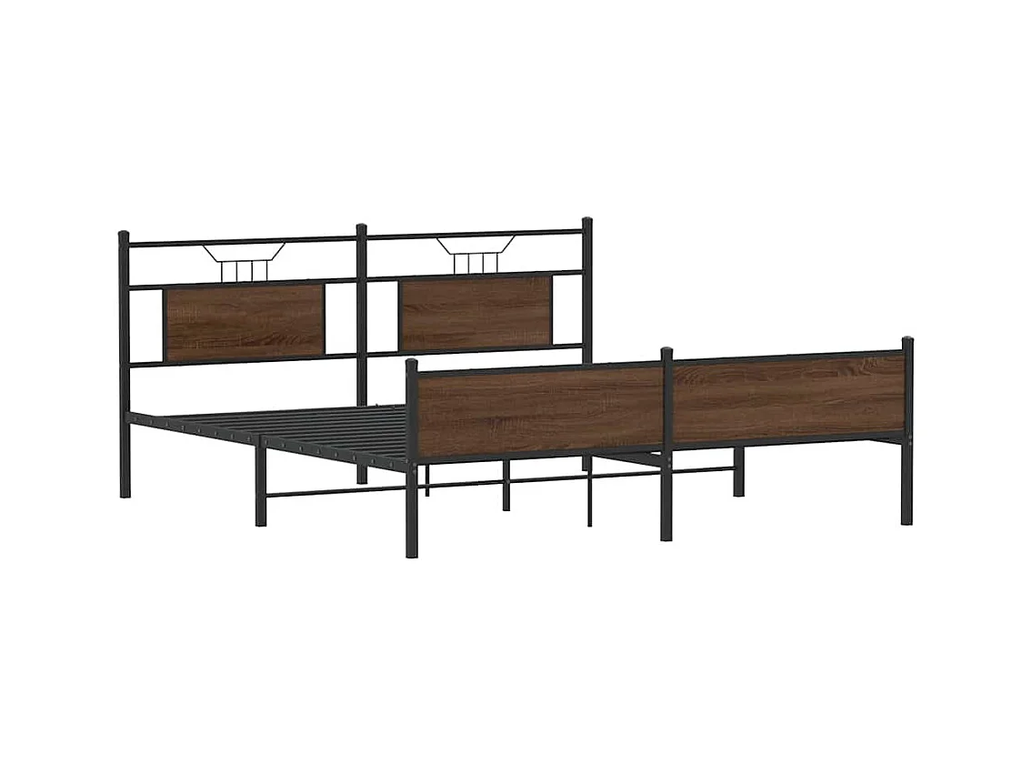 Cadre de lit en métal sans matelas chêne marron 180x200 cm