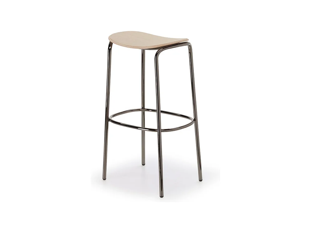 Tabouret métal et assise bois clair Trick - 65 cm