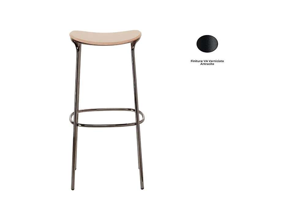 Tabouret métal et assise bois clair Trick - 65 cm