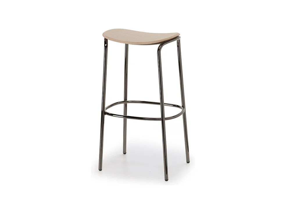 Tabouret métal et assise bois clair Trick - 65 cm