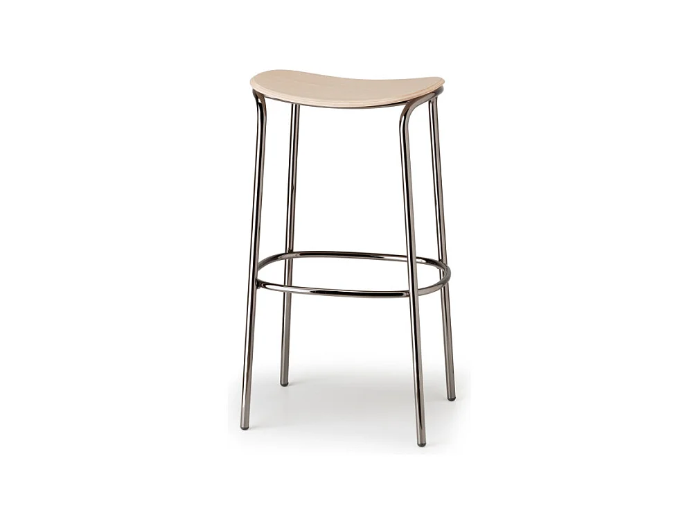 Tabouret métal et assise bois clair Trick - 65 cm