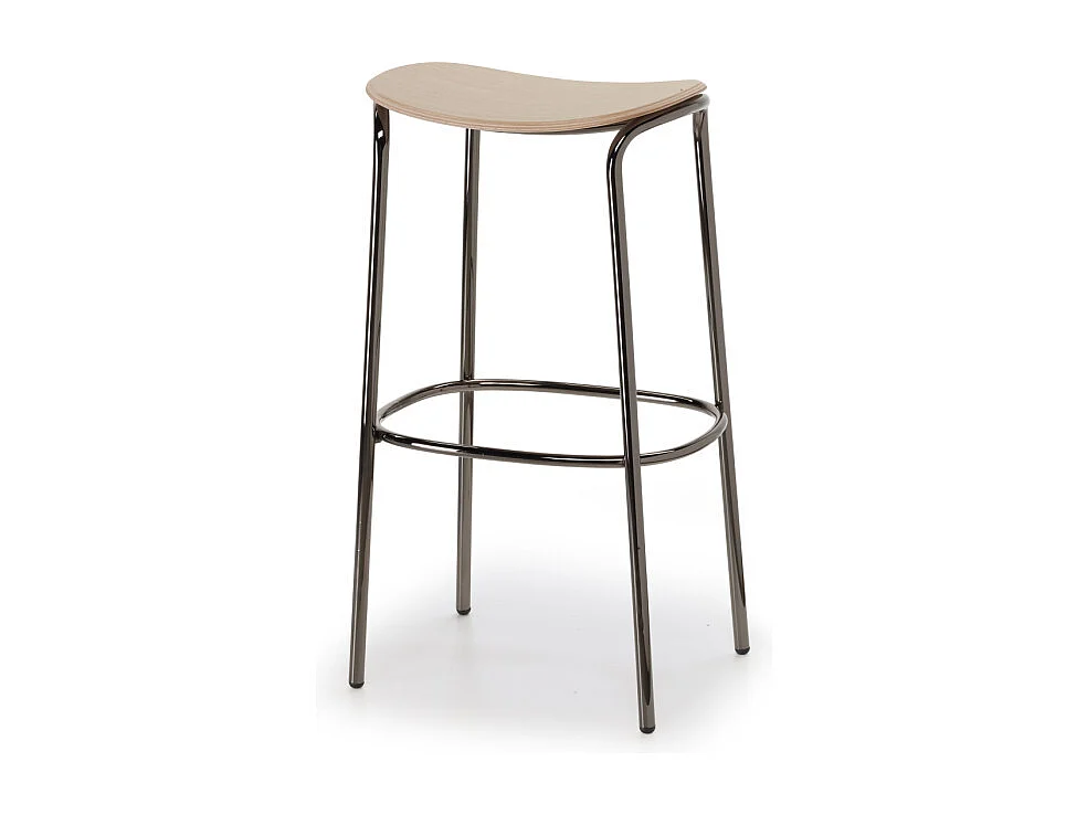 Tabouret métal et assise bois clair Trick - 65 cm