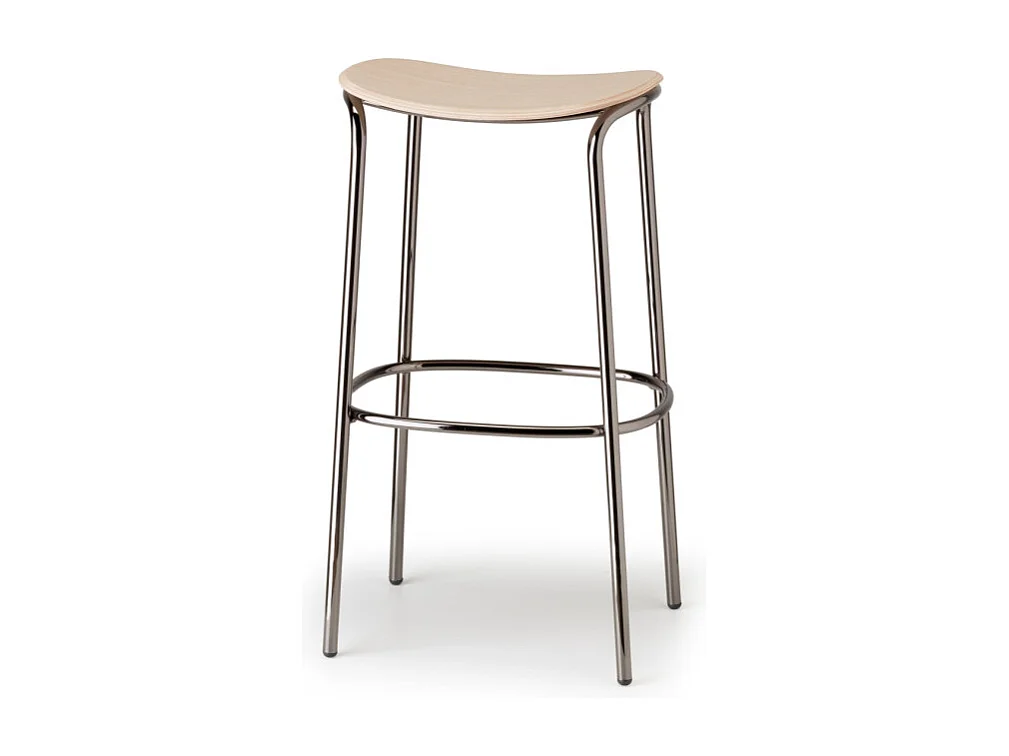 Tabouret métal et assise bois clair Trick - 65 cm