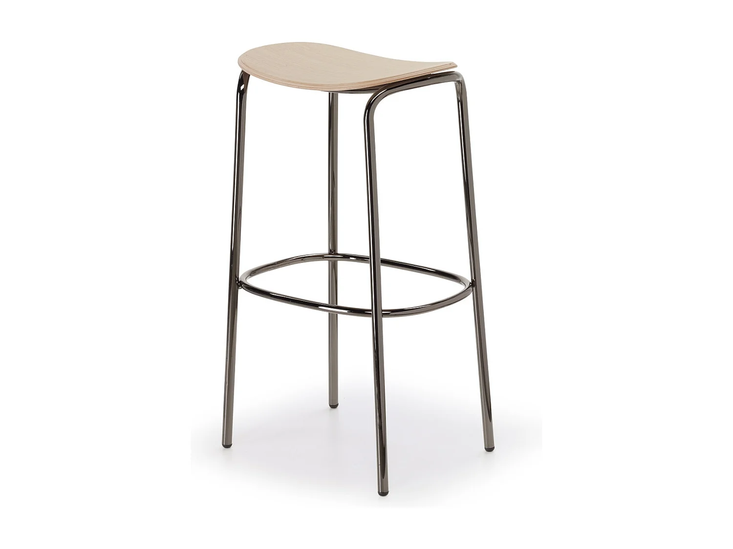 Tabouret métal et assise bois clair Trick - 65 cm