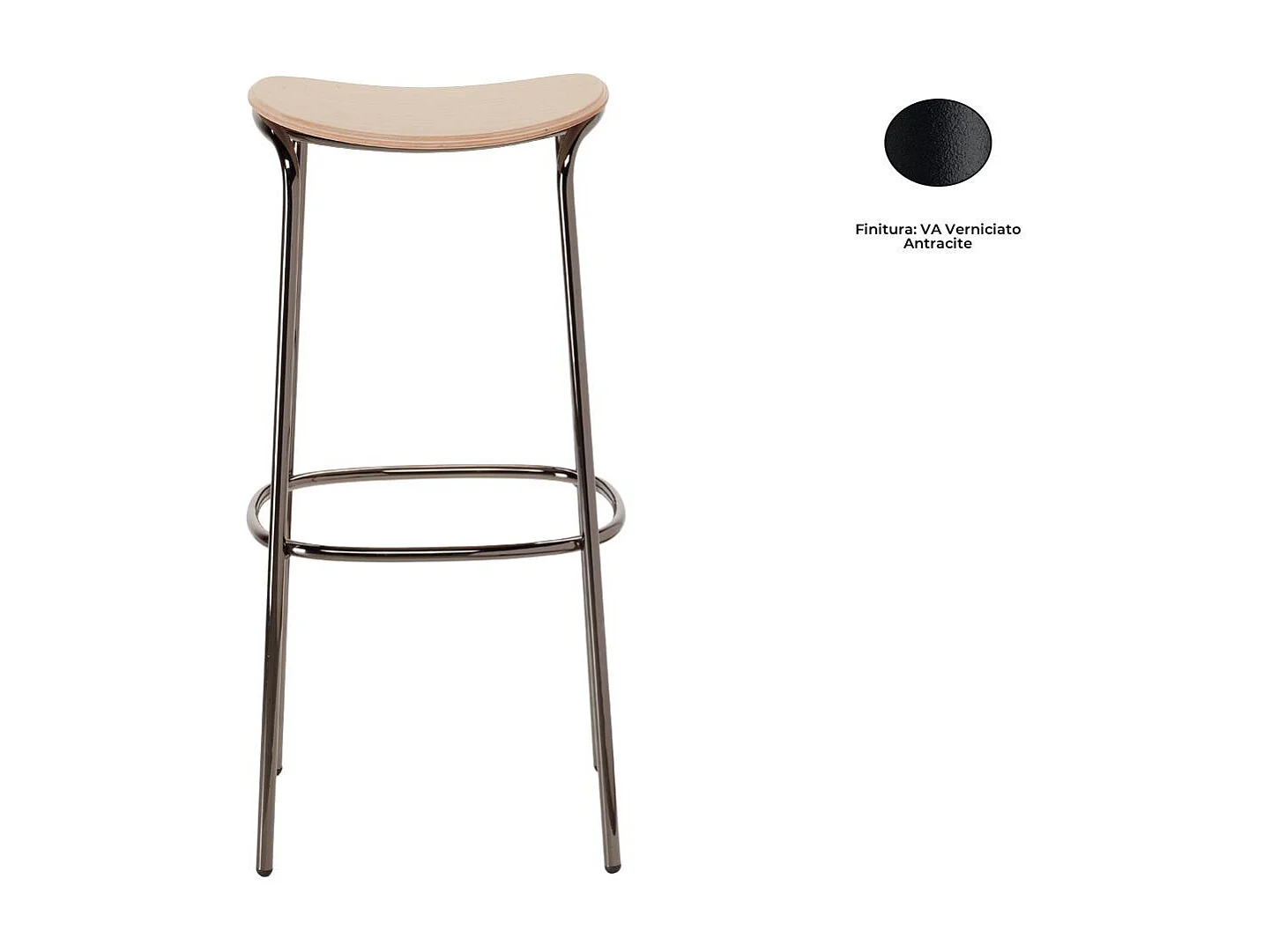 Tabouret métal et assise bois clair Trick - 65 cm