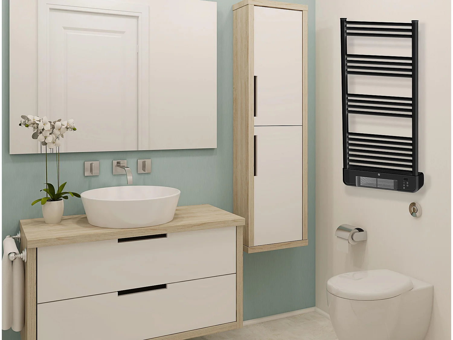 Radiateur sèche-serviettes avec chauffage intégré et contrôle WiFi