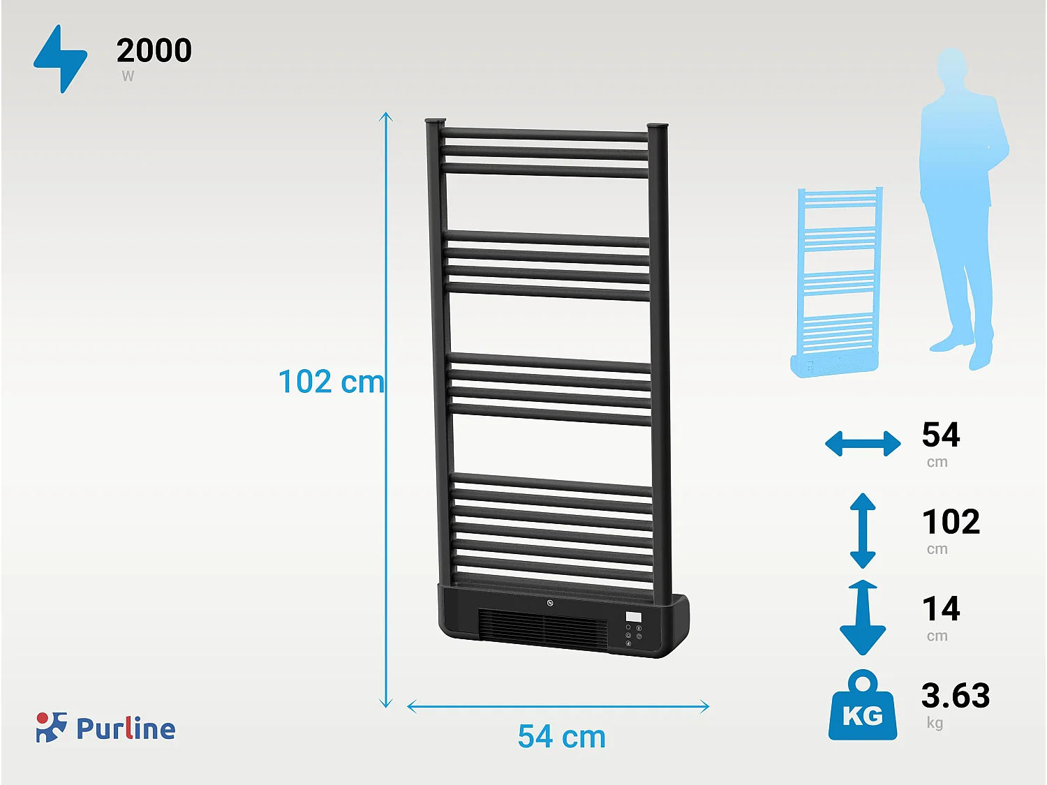Radiateur sèche-serviettes avec chauffage intégré et contrôle WiFi