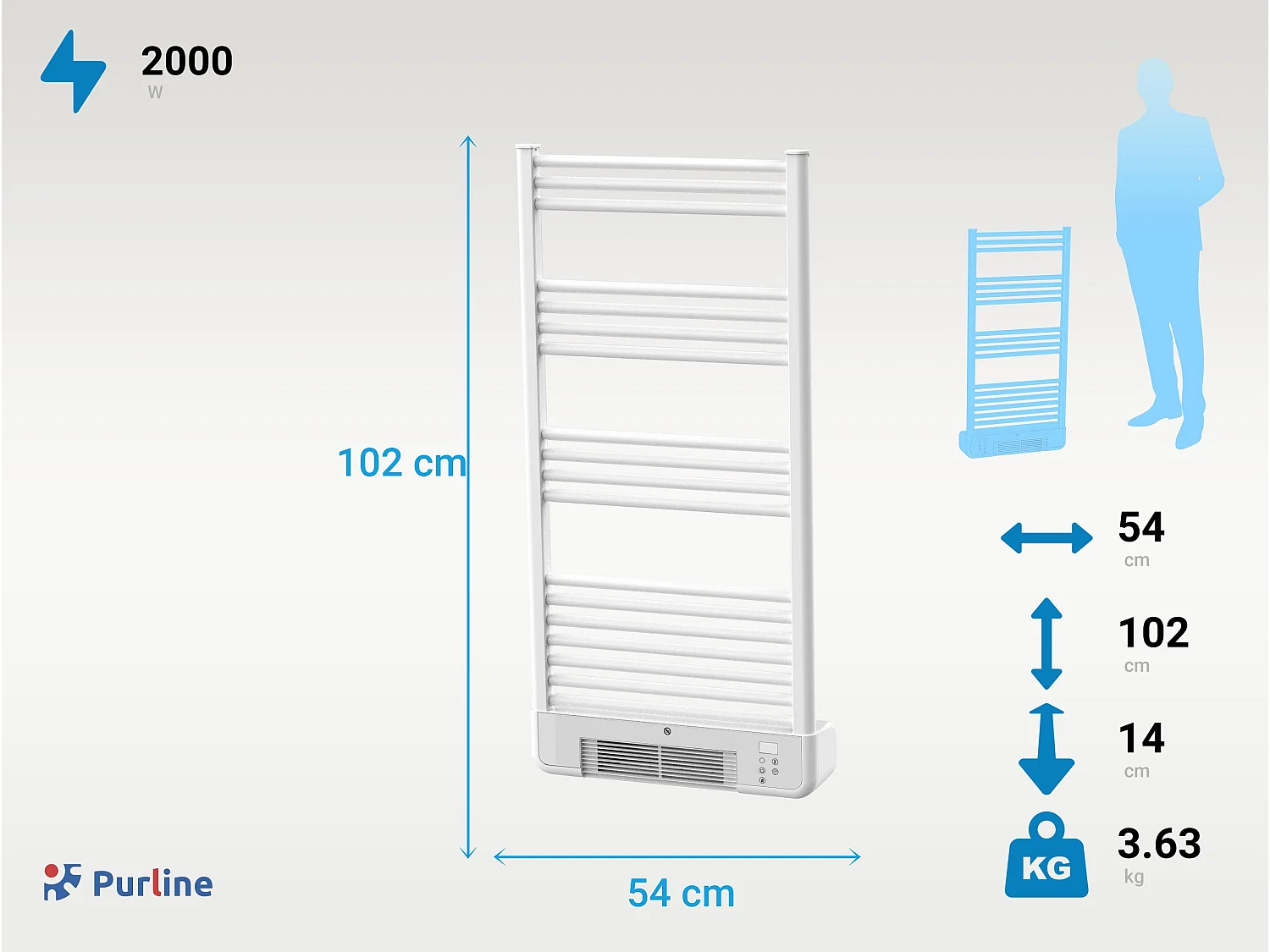Radiateur sèche-serviettes avec chauffage intégré et contrôle WiFi