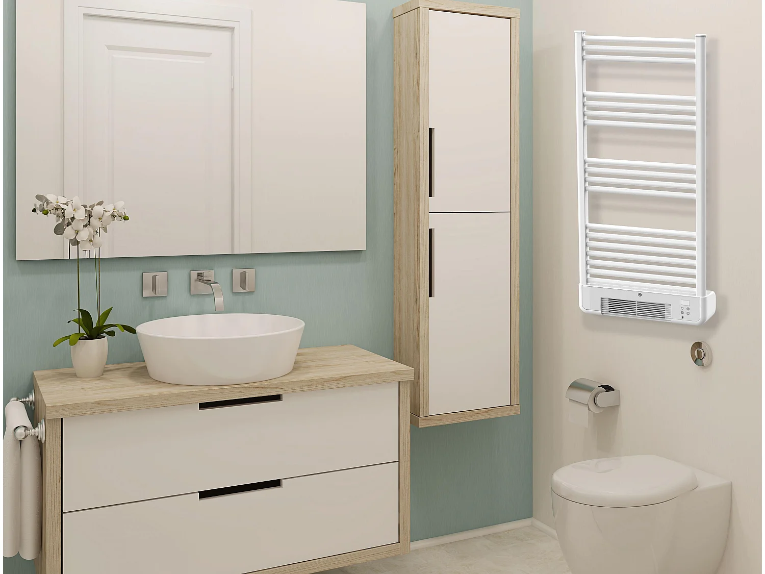 Radiateur sèche-serviettes avec chauffage intégré et contrôle WiFi