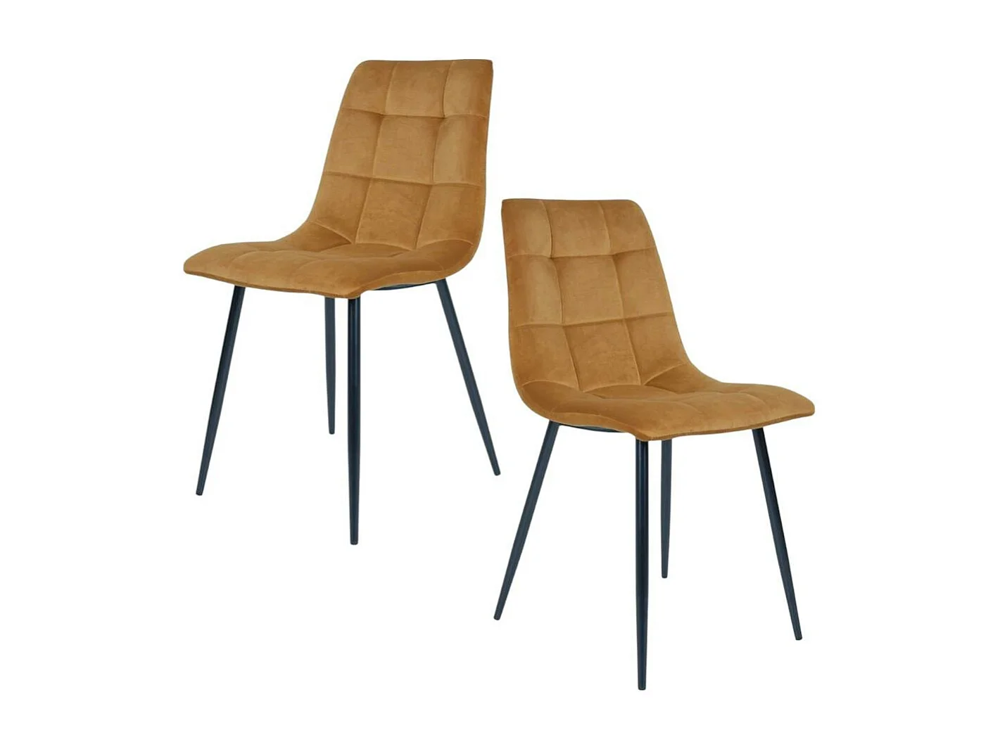 Chaise de salle à manger moutarde motif damier (lot de 2) TARAZ