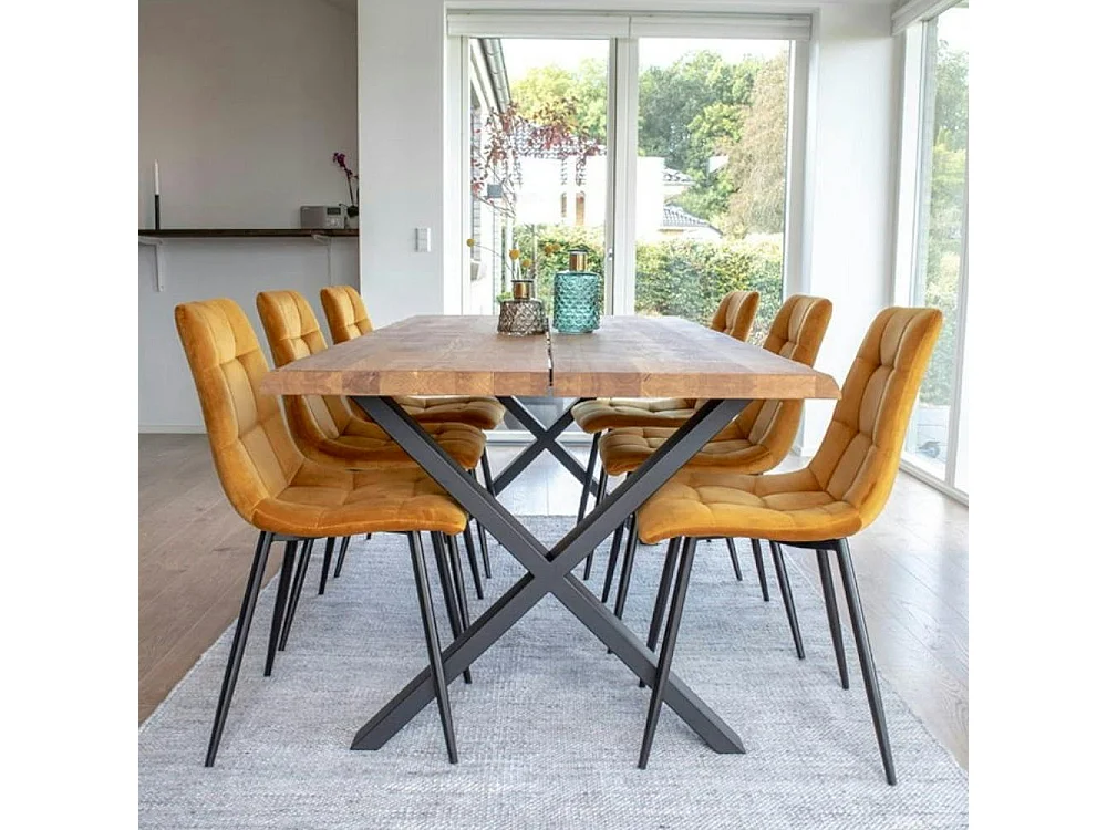 Chaise de salle à manger moutarde motif damier (lot de 2) TARAZ