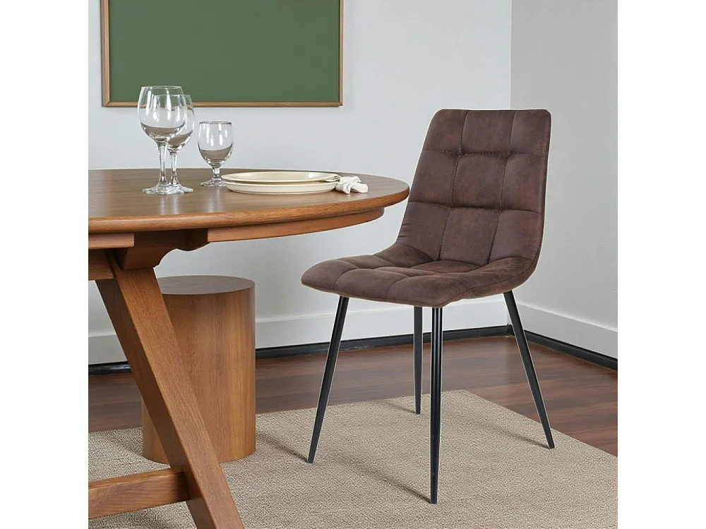 Chaise de salle à manger marron motif damier (lot de 2) TARAZ