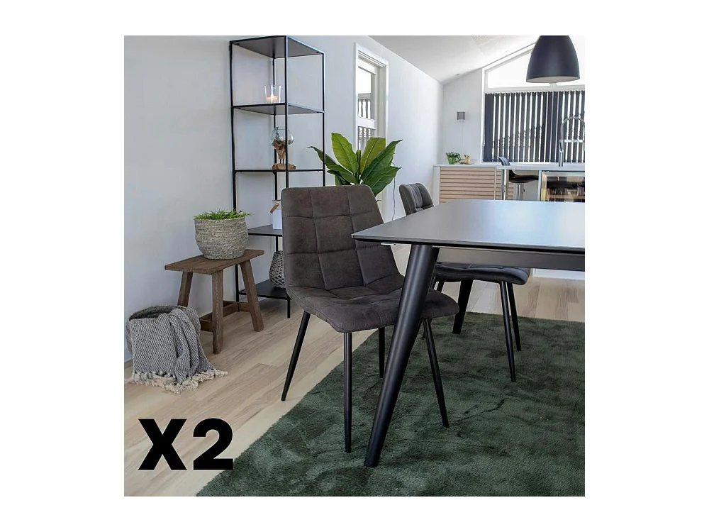 Chaise de salle à manger grise motif damier (lot de 2) TARAZ