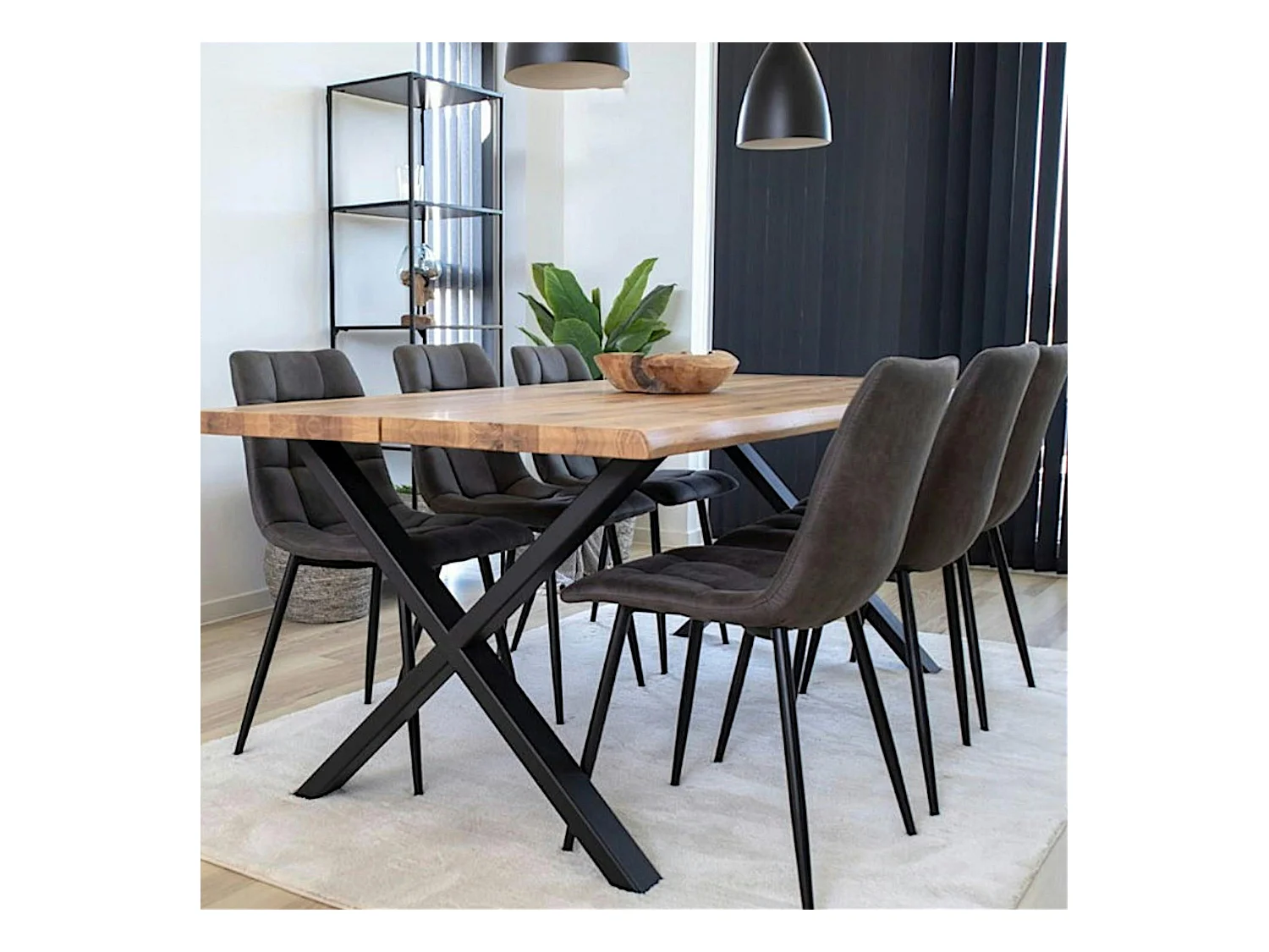 Chaise de salle à manger grise motif damier (lot de 2) TARAZ