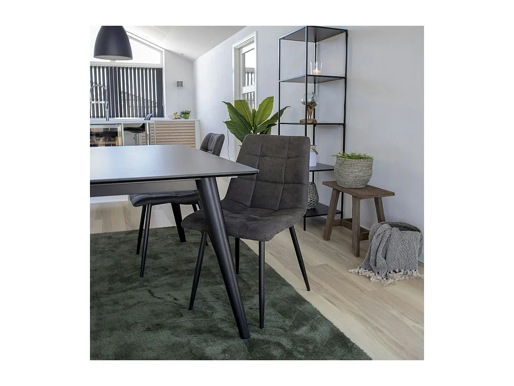 Chaise de salle à manger grise motif damier (lot de 2) TARAZ