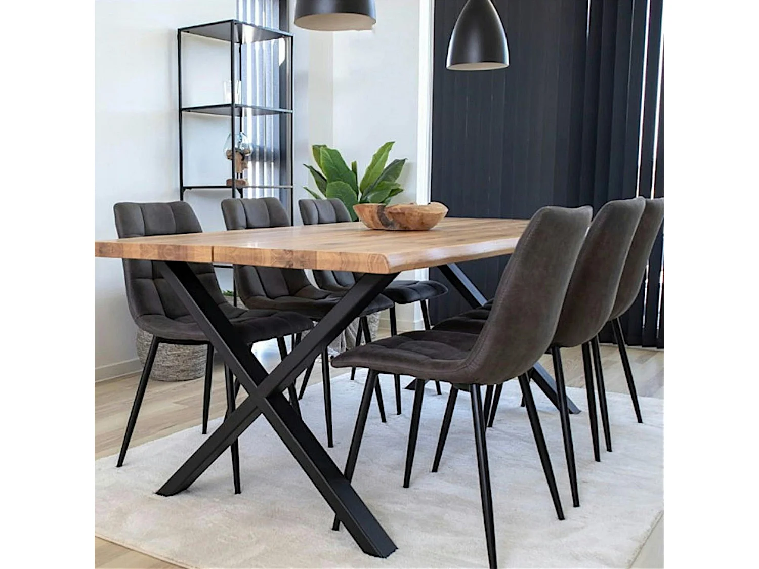 Chaise de salle à manger grise motif damier (lot de 2) TARAZ