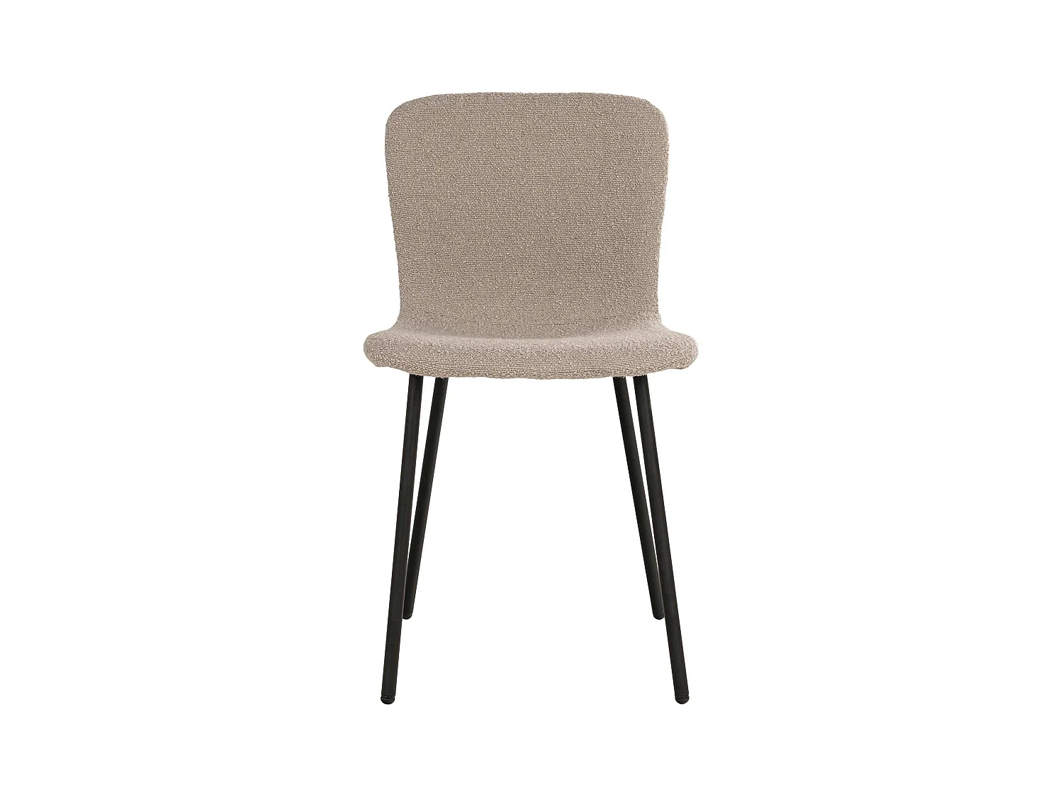 Chaise bouclette beige pieds métal noir (lot de 2) LOTA