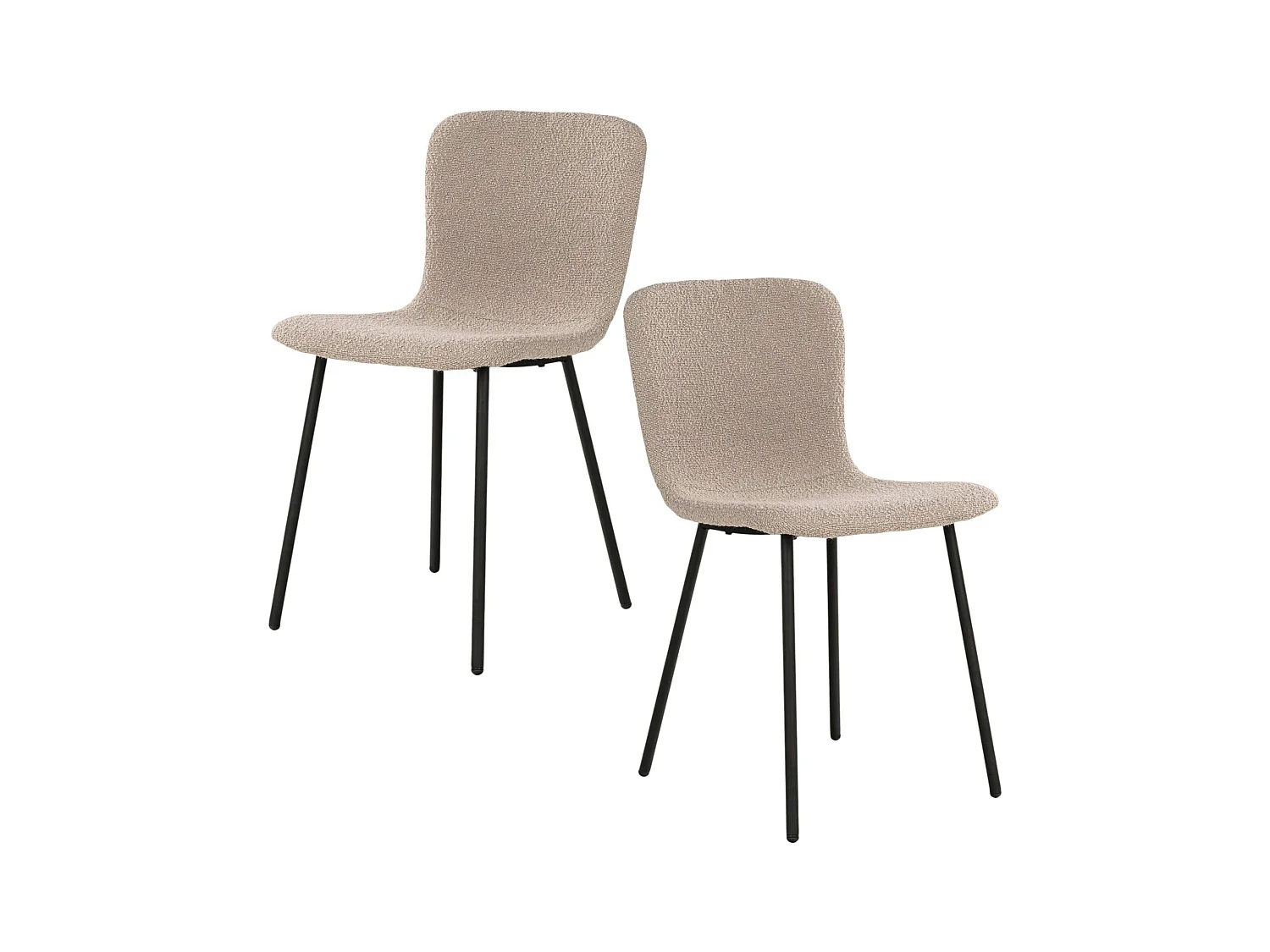 Chaise bouclette beige pieds métal noir (lot de 2) LOTA