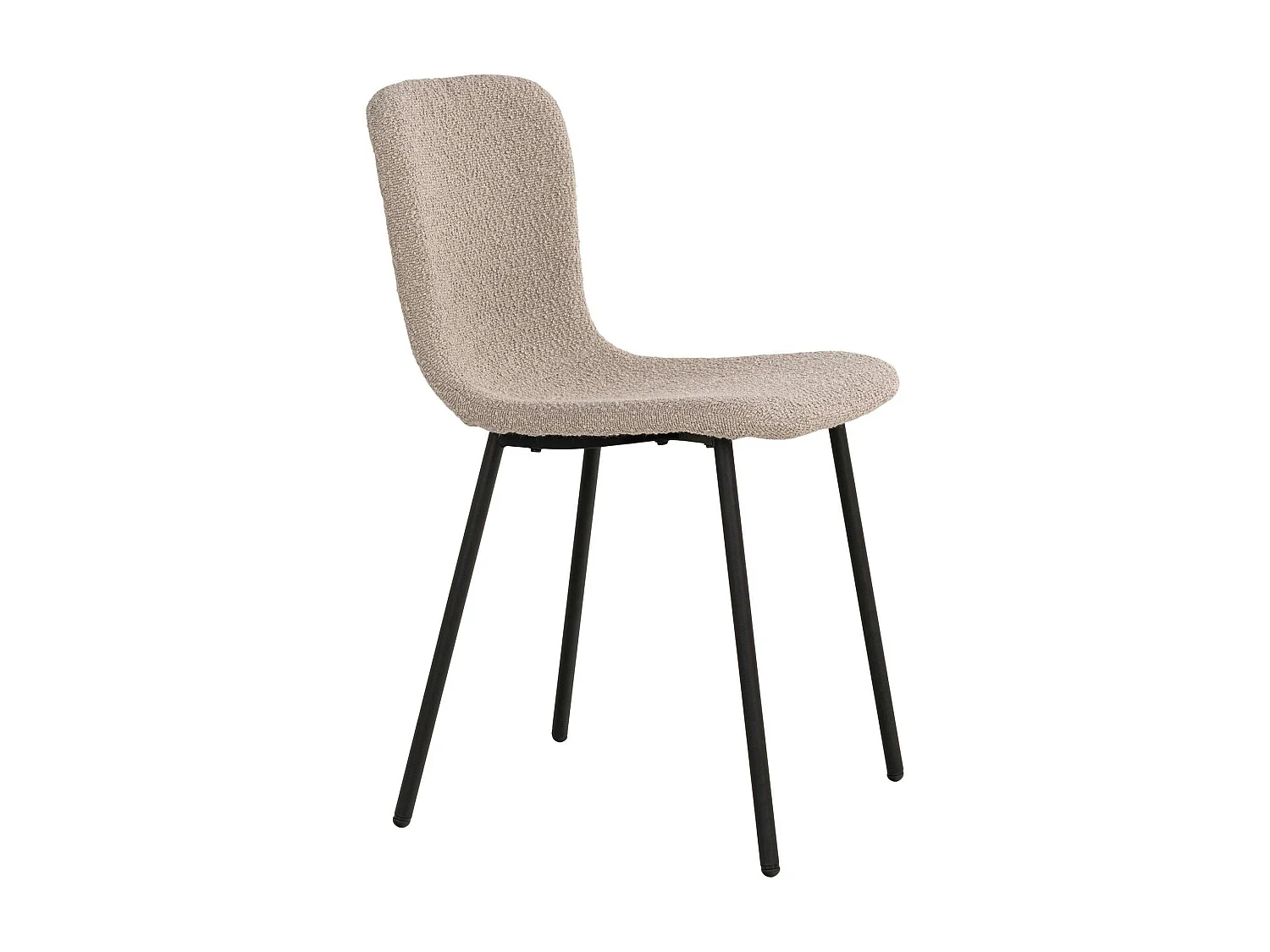 Chaise bouclette beige pieds métal noir (lot de 2) LOTA