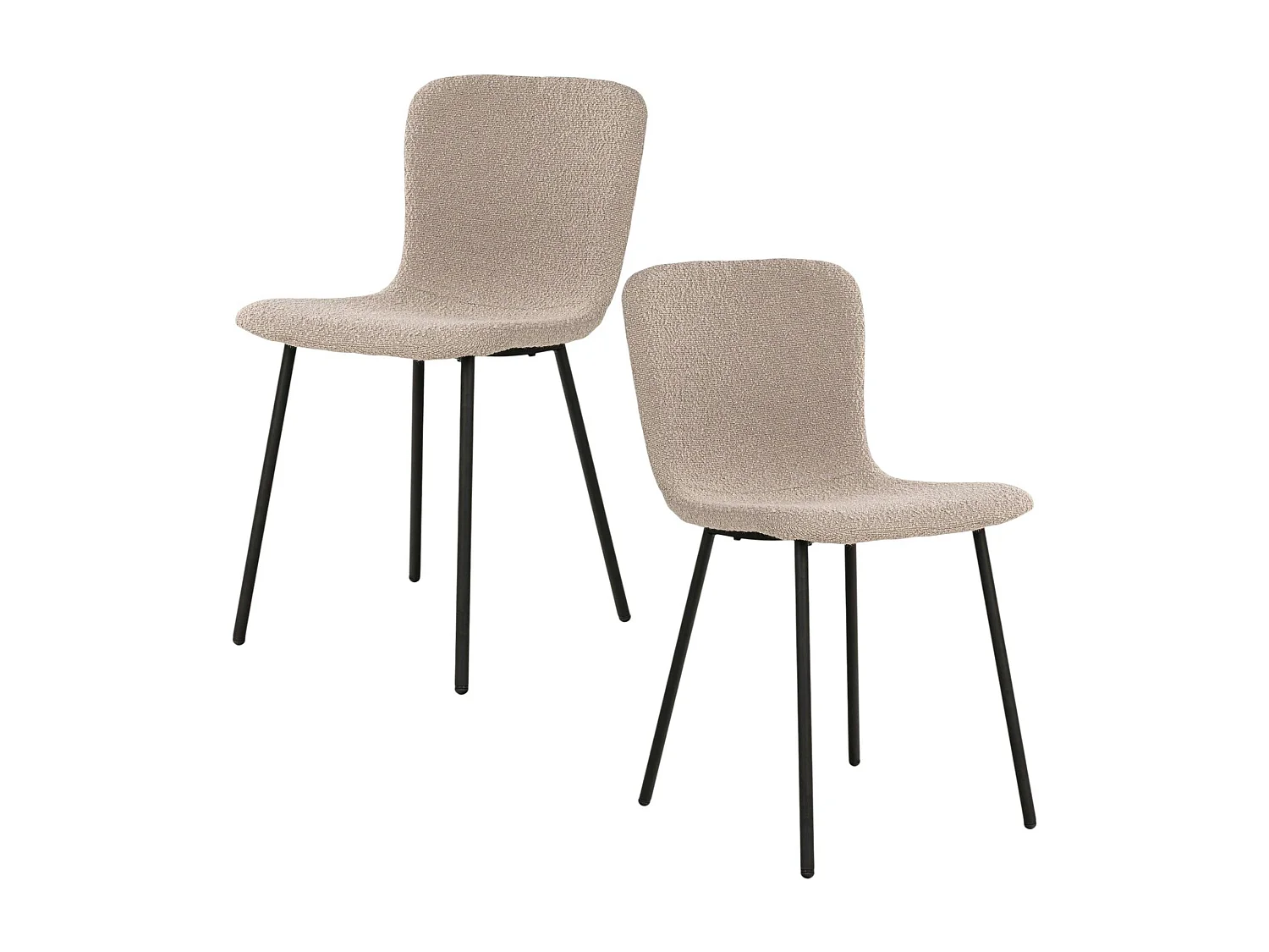 Chaise bouclette beige pieds métal noir (lot de 2) LOTA