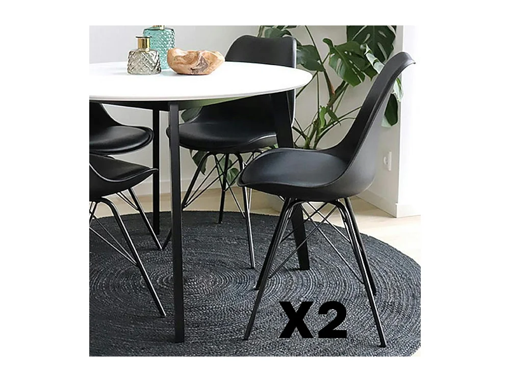 Chaise noire basique avec pieds métal (lot de 2) LOTA