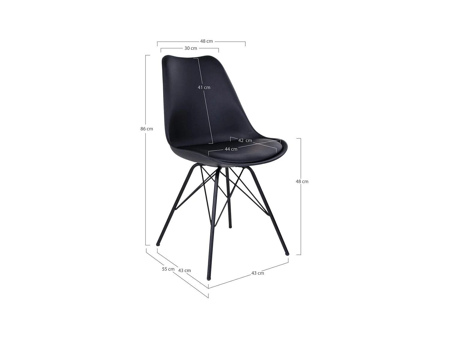 Chaise noire basique avec pieds métal (lot de 2) LOTA