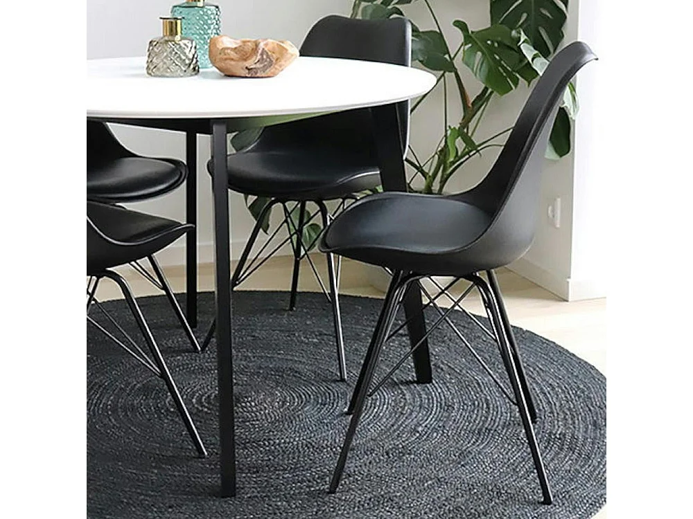 Chaise noire basique avec pieds métal (lot de 2) LOTA