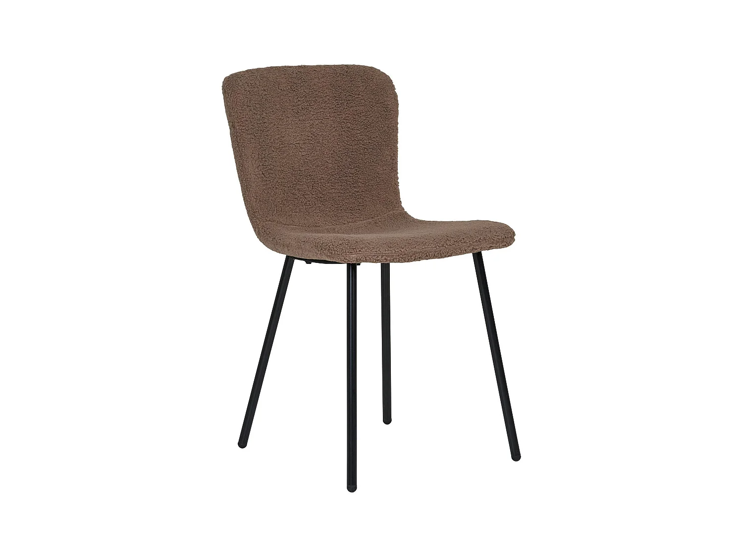 Chaise bouclette marron pieds métal noir (lot de 2) LOTA